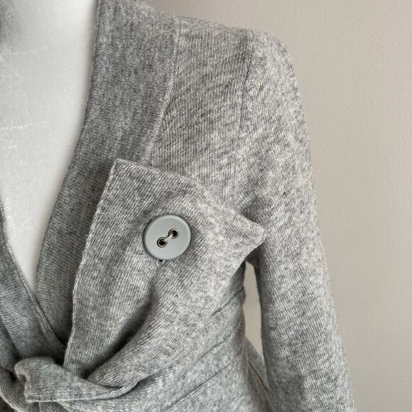 Anthropologie Robin Origami Gray Criss Cross Wool Cardigan Sweater Estimated S/M - Picture 3 of 11